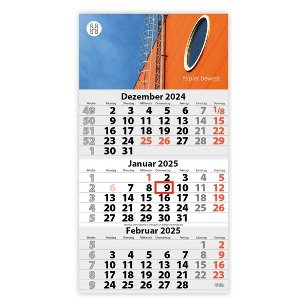 3-Monats DIN A3 Kalender "Trinus Euro"