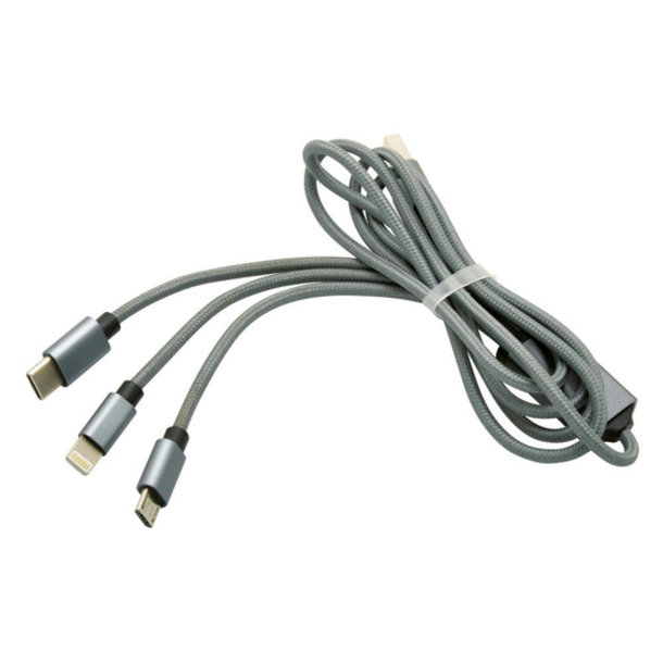 3 in 1 leuchtendes Ladekabel \'Hameda\', 1m, dunkelgrau