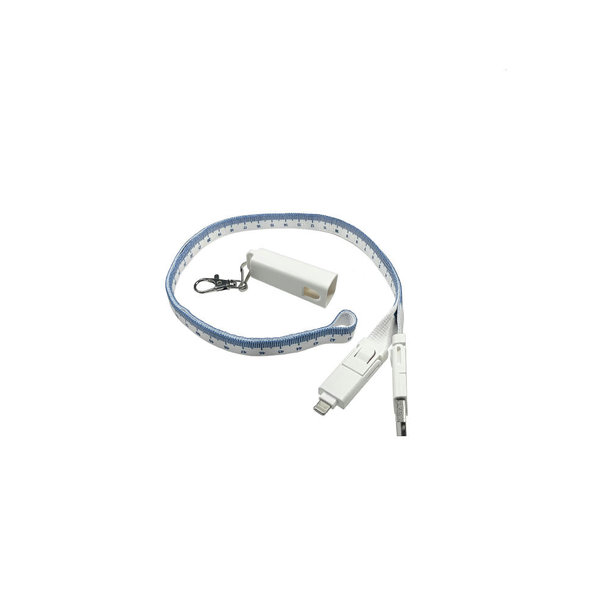 3in2 Lanyard Ladekabel mit Datentransferfunktion Weiß