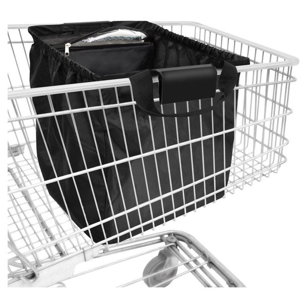 Einkaufswagentasche „Easy-Carrier“ mit integriertem Kühlfach und Flaschenhalterung, schwarz