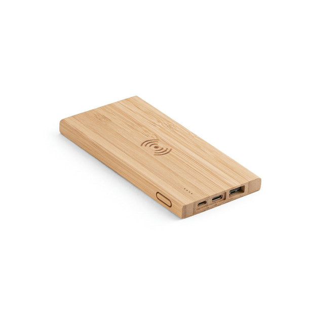 FITCH. Tragbare Powerbank aus Bambus mit einer Kapazität von 5\'000 mAh