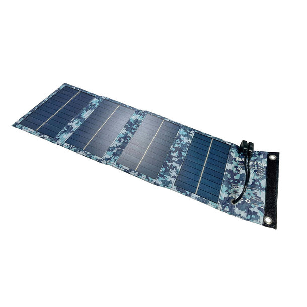 Faltbare Outdoor Solarmatte SM01 mit 4 Solarpanels und 7W Blau Camouflage