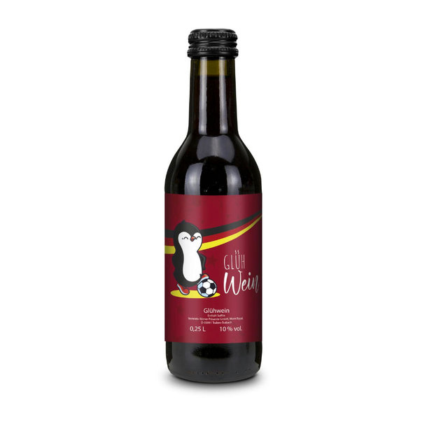 Geschenkartikel / Präsentartikel: Kleiner WM-Glühwein für Fußballfans, Flasche olivgrün, 0,25 l