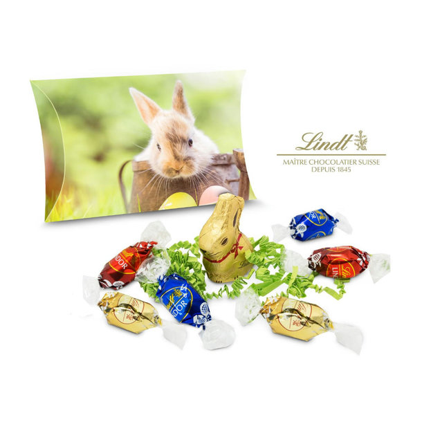 Geschenkartikel / Präsentartikel: Lindt Ostertasche inkl. Lindt-Goldhase - auch in individueller Kissenverpackung