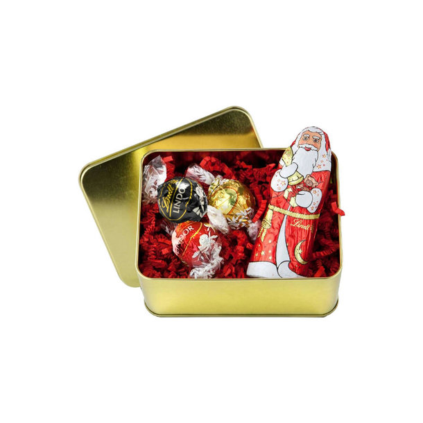 Geschenkset / Präsenteset: Santa WM-Golddose Schwarz-Rot-Gold für Fußballfans