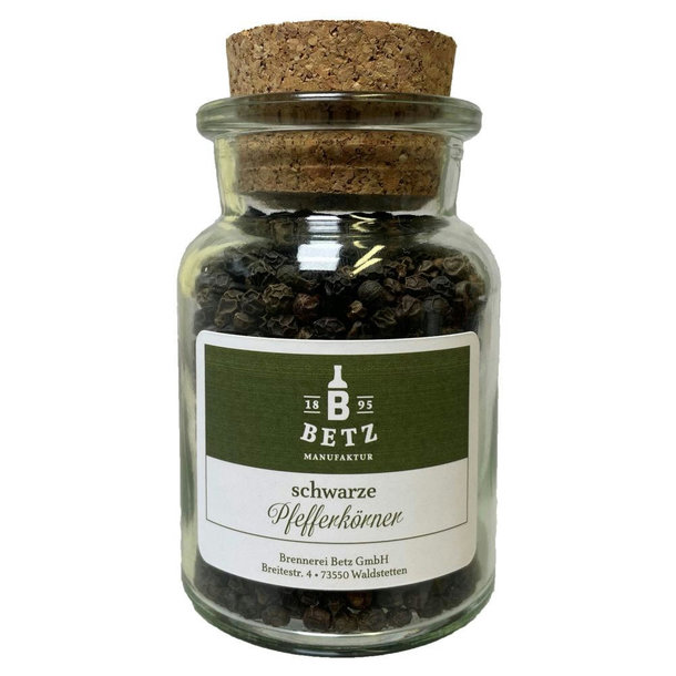 Gewürzglas mit Korken schwarze Pfefferkörner 85g