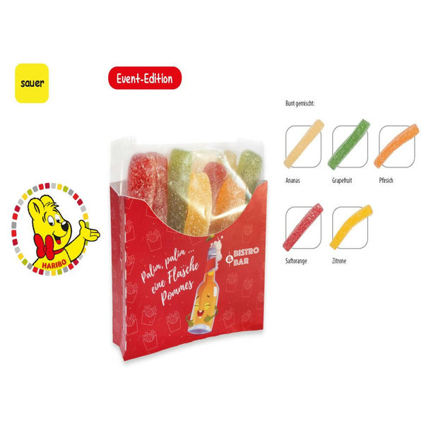 HARIBO Saure Pommes Tüte in Werbebox, 50 g, Inhalt: HARIBO Saure Pommes