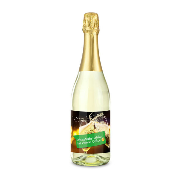 Home-Office Grüße - Sparkling wine Cuvée - Bottle clear, 0.75 l