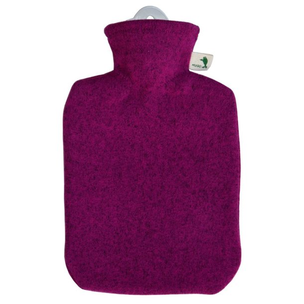 Klassik-Wärmflasche Strickbezug Filzoptik himbeere
