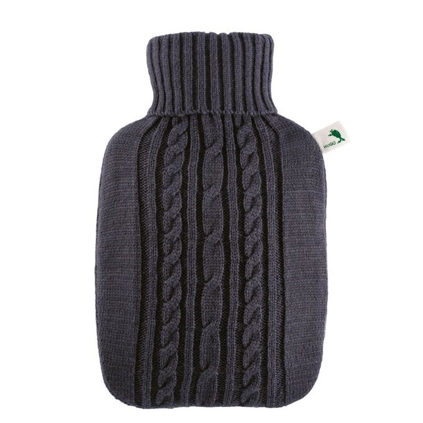Klassik-Wärmflasche Strickbezug anthrazit