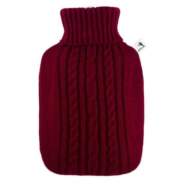 Klassik-Wärmflasche Strickbezug rot