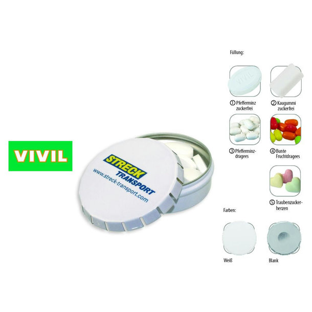 Klick-Dose-75, blank 45 g, Inhalt: VIVIL Extra Strong, zuckerfrei (Dose)