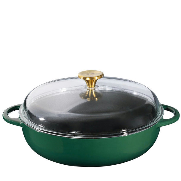 Küchenprofi Bauernpfanne PROVENCE mit hohem Glasdeckel 28cm racing green