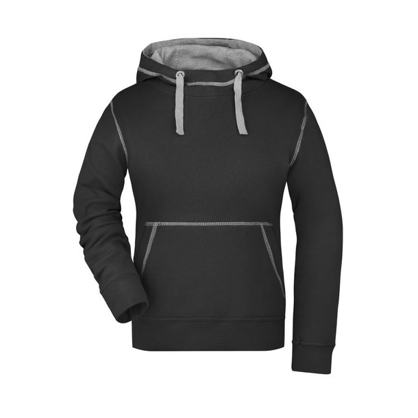 Ladies\' Lifestyle Hoody-Kapuzensweat mit modischen Kontrastnähten