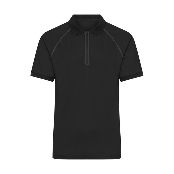 Men\'s Zip-Polo-Polo mit Reißverschluss aus Funktions-Polyester für Promotion, Sport und Freizeit