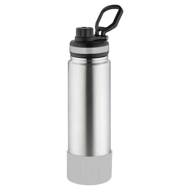 Metmaxx® Thermoflasche "GenerationRefillTheOneDeLuxe" silber/Ring oben weiß