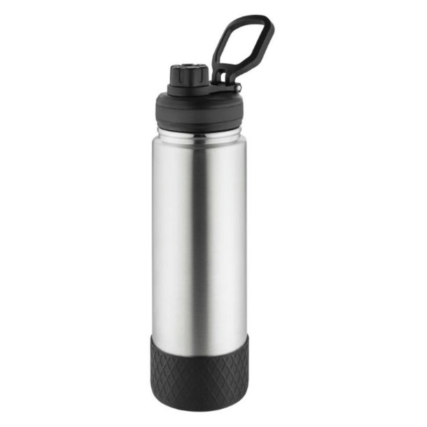 Metmaxx® Thermoflasche "GenerationRefillTheOneDeLuxe" silber/Ring oben schwarz