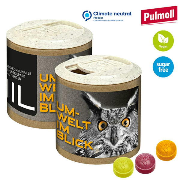 Papier-Werbedose mit Pulmoll Pastillen, 80g