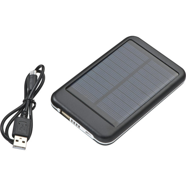 Solar Powerbank aus Metall mit 4.000 mAh Speicherkapazität, inkl. Ladekabel