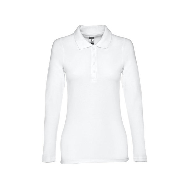 THC BERN WOMEN WH. Langärmeliges Poloshirt für Damen aus kardierter Baumwolle