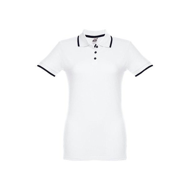 THC ROME WOMEN WH. Zweifarbiges Baumwoll-Poloshirt für Damen