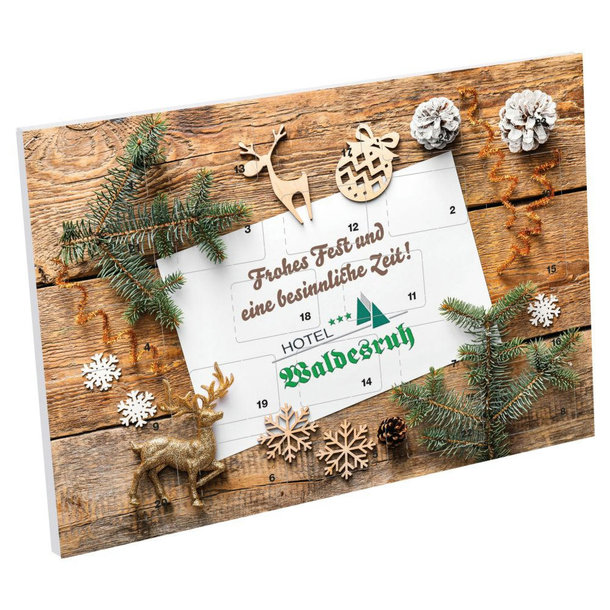 Tisch Adventskalender HEIDEL aus 100% Papier Standardmotiv,   72 g, Inhalt: Heidel Schokoladentäfelchen