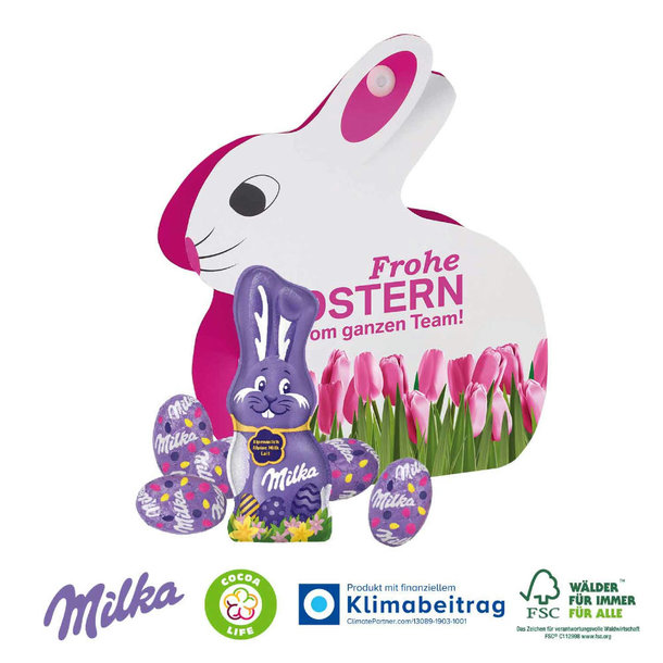 Werbe-Hase mit Milka Schokoladenmischung