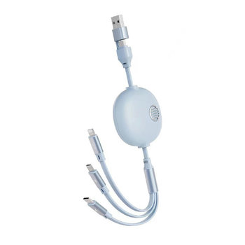 3in2 Retro Aufrollladekabel mit Datentransfer  Blau