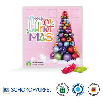 Adventskalender quadratisch, Blister kompostierbar, Ritter SPORT Schokowürfel