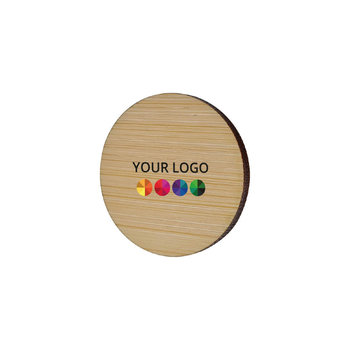 Badge Bamboo Round 40 mm, Magnet, Print in full color