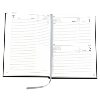 Buchkalender "Basic Chefkalender D", im Format 14,5 x 20,5 cm, 320 Seiten, grau, Decke Balacron schwarz