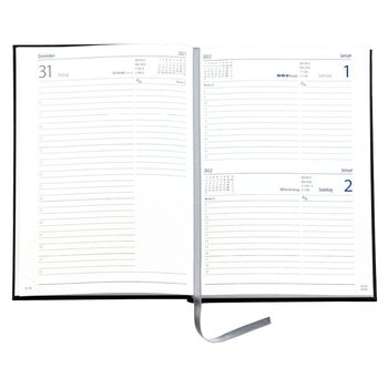 Buchkalender "Trend Chefkalender D", im Format 14,5 x 20,5 cm, 352 Seiten, grau/blau, Decke Balacron schwarz