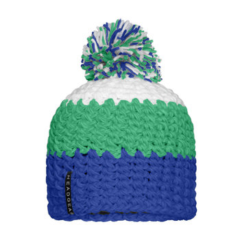 Crocheted Cap with Pompon-Angesagte 3-farbige Häkelmütze mit Pompon