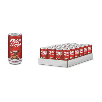 Geschenkartikel / Präsentartikel: FROHSECCO Elch (rot) - 24 x Promo Secco 0,2 l, Slimlinedose