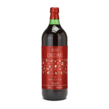 Glühwein - Flasche grün, mit Schraubverschluss, 1 l - individuelles Etikett