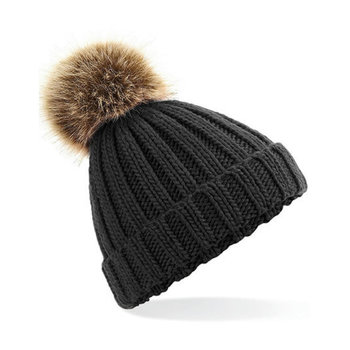 Junior Faux Fur Pom Pom Chunky Beanie