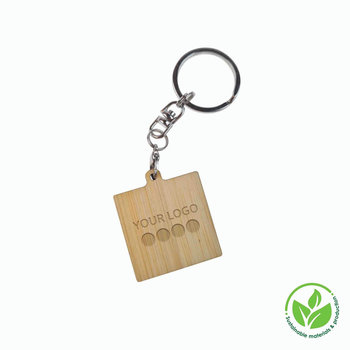 Key Ring Bamboo Square 30 mm, Engraving