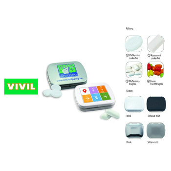 Klapp-Dose-59, blank 20 g, Inhalt: VIVIL Extra Strong, zuckerfrei (Dose)