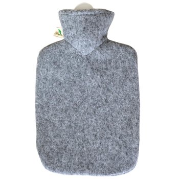Klassik-Wärmflasche Strickbezug Filzoptik grau