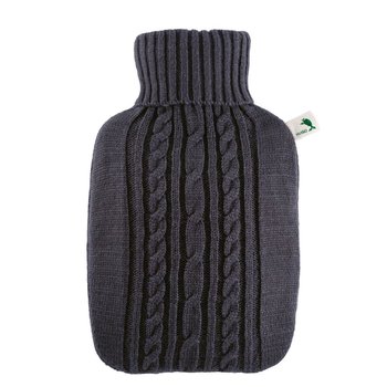 Klassik-Wärmflasche Strickbezug anthrazit