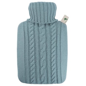 Klassik-Wärmflasche Strickbezug pastell-blau