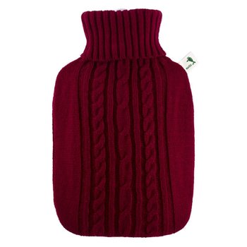 Klassik-Wärmflasche Strickbezug rot