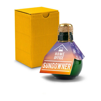 Kleinste Sektflasche der Welt! Home Office Sundowner - Inklusive Geschenkkarton in Gelb, 125 ml