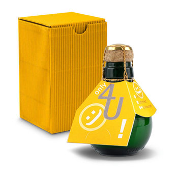 Kleinste Sektflasche der Welt! Only 4 u - Inklusive Geschenkkarton in Gelb, 125 ml