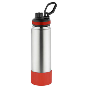 Metmaxx® Thermoflasche "GenerationRefillTheOneDeLuxe" silber/Ring oben rot