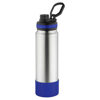 Metmaxx® Thermoflasche "GenerationRefillTheOneDeLuxe" silber/Ring oben blau