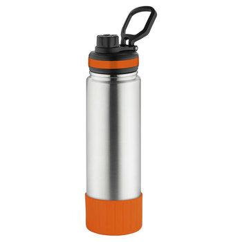 Metmaxx® Thermoflasche "GenerationRefillTheOneDeLuxe" silber, Ring oben orange