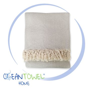 Ocean Towel HOME, Decke FISCHGRÄT grau/beige, ca. 200 x 230 cm