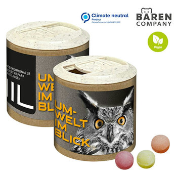 Papier-Werbedose mit XS-Bären Company Fruchtbonbons, 85g