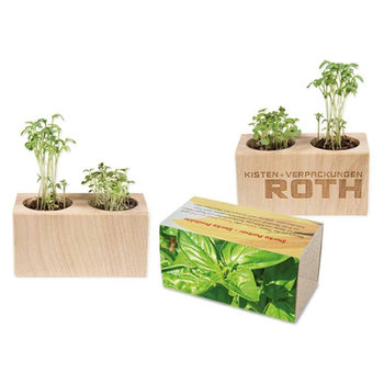Pflanz-Holz 2er Set mit Samen - Basilikum